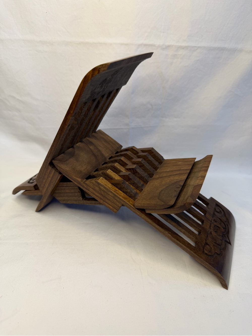 Handcrafted Wooden Book or Tablet Stand - Dark Brown Uzbek Laukh